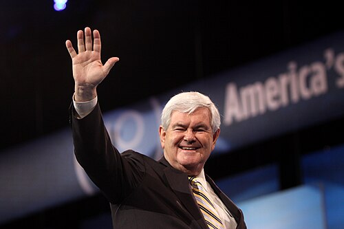 Newt Gingrich speaking at a campaign event