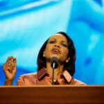 Condoleezza Rice speaking from the podium at the 2012 Republican National Convention in Tampa, August 29, 2012