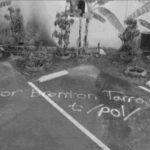 Federal investigators' photograph of graffiti left at the Dar-ul-Arqam mosque in Escondido, California, after an attempted arson in March 2019