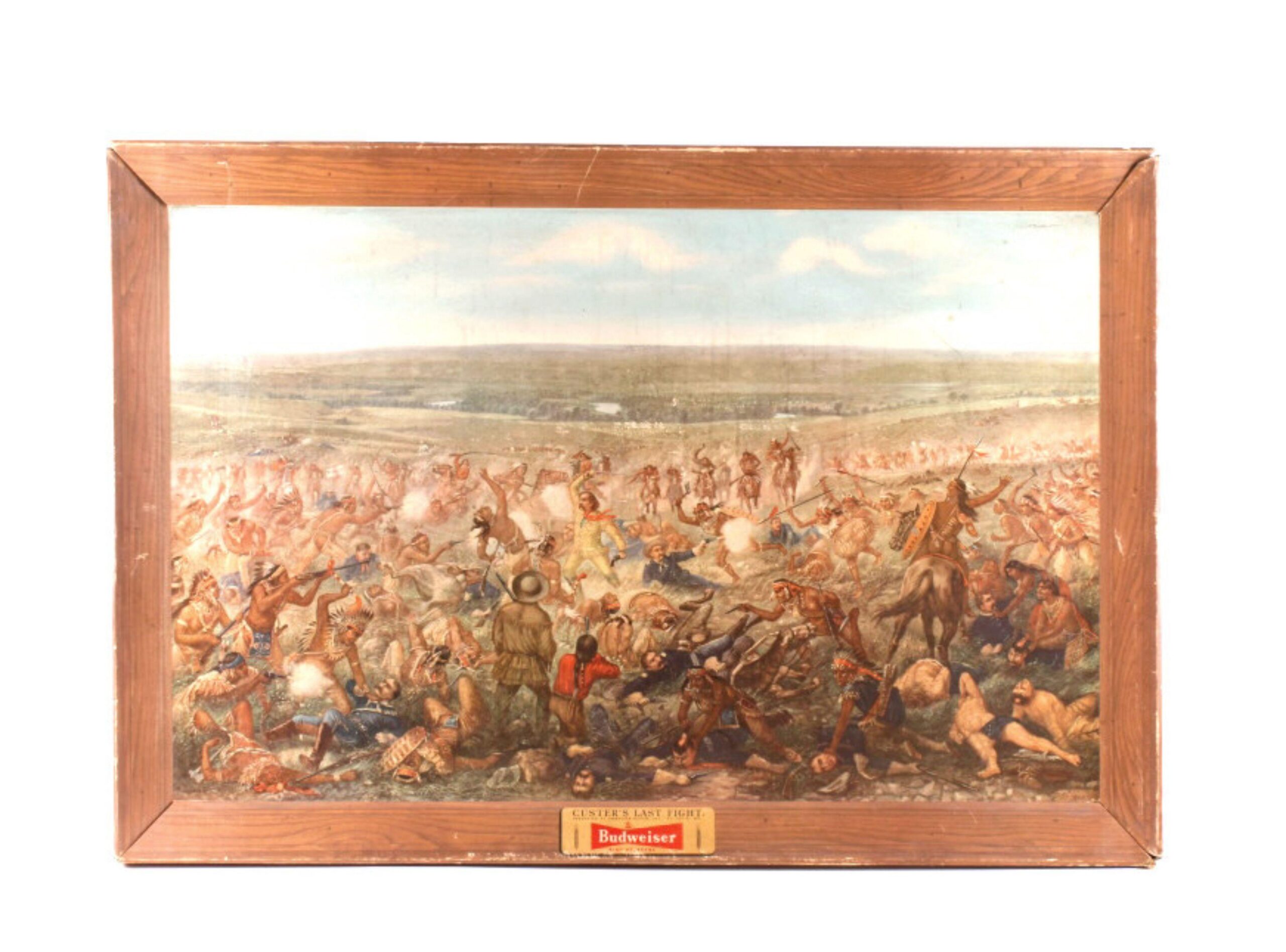The Anheuser-Busch lithograph Custer's Last Fight, showing Custer standing amid his surrounded troops at the Little Bighorn.
